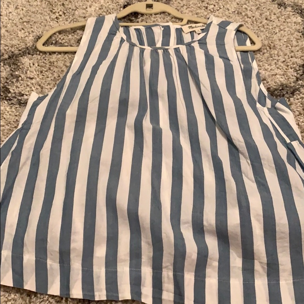 Madewell blue and white stripe blouse